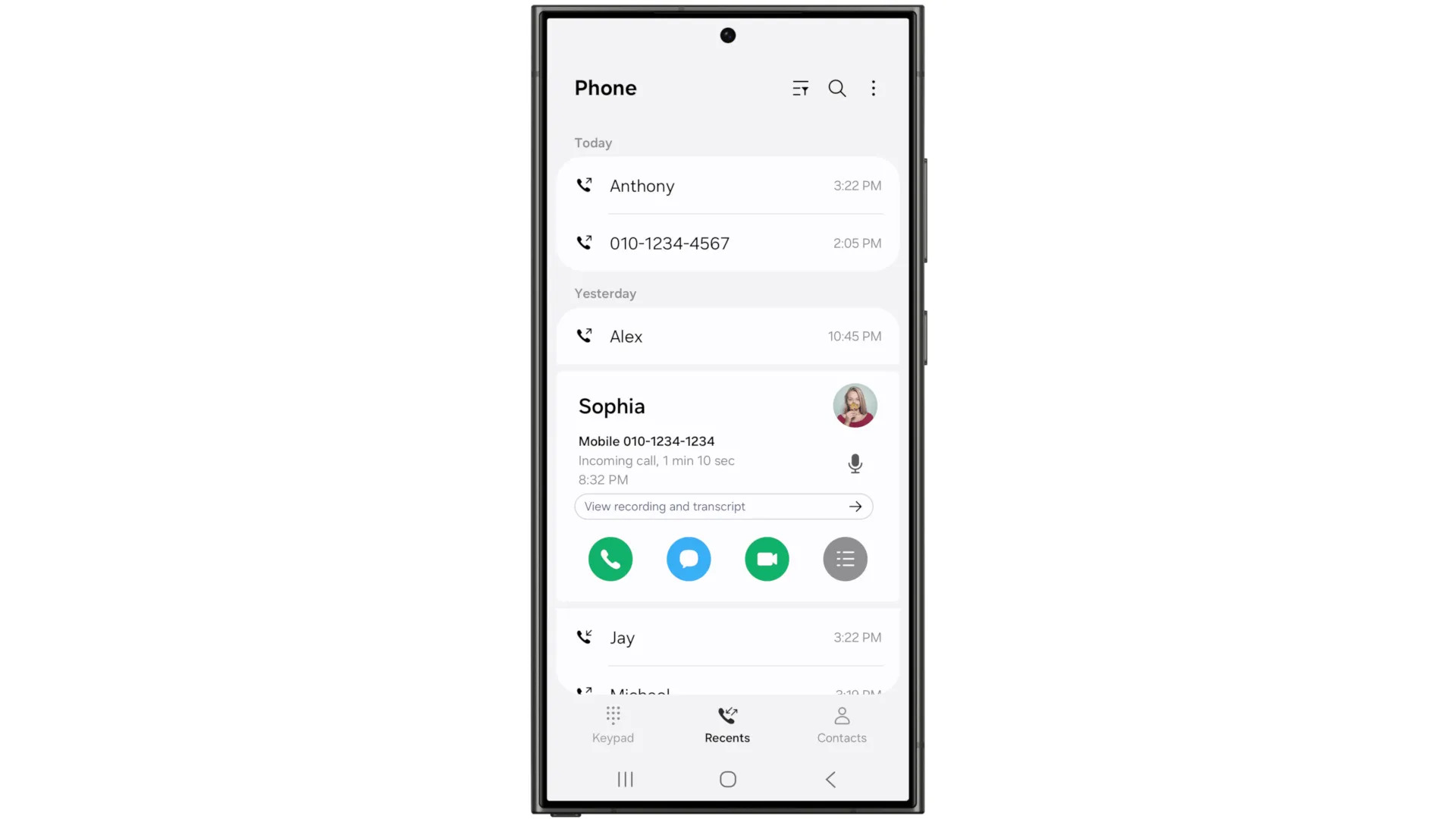 Tính năng ghi âm cuộc gọi và tạo bản chép lời cuộc gọi trong One UI 7