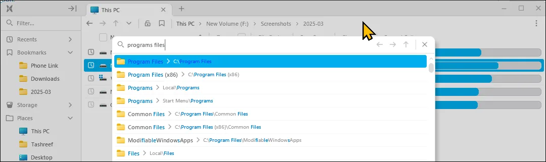 Tính năng GoTo của File Pilot hoạt động trên Windows 11 giúp tìm thư mục nhanh chóng