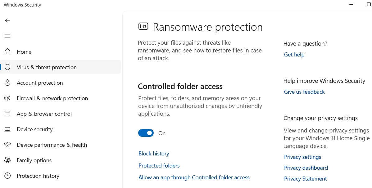 Tính năng Kiểm soát truy cập thư mục (Controlled folder access) trong Bảo mật Windows