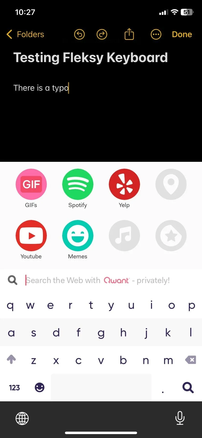 Tính năng mở rộng của bàn phím Fleksy hiển thị Spotify, YouTube, v.v.
