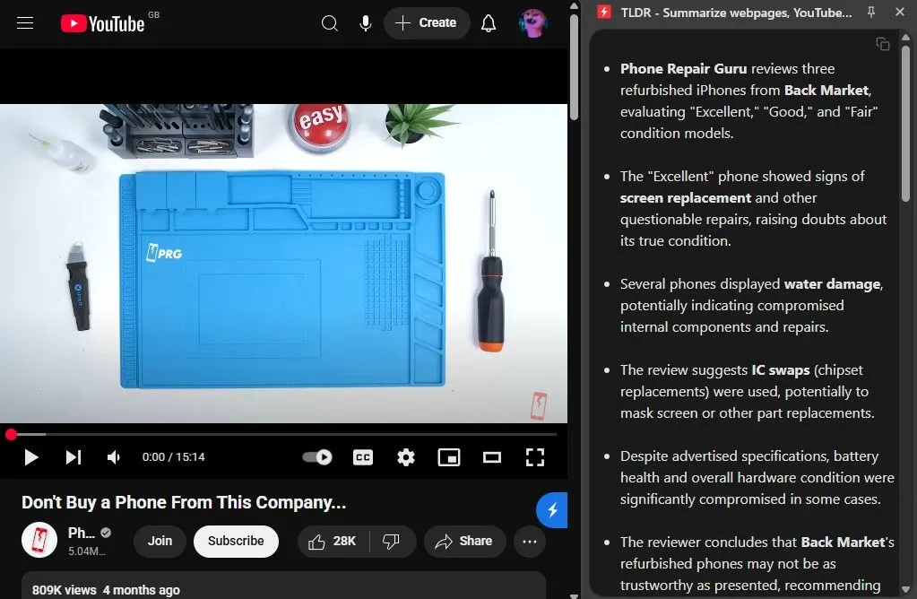 TLDR giúp người dùng nắm bắt nhanh nội dung video trên YouTube