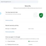 Trang bảo mật tài khoản Google với tùy chọn Xác minh 2 bước