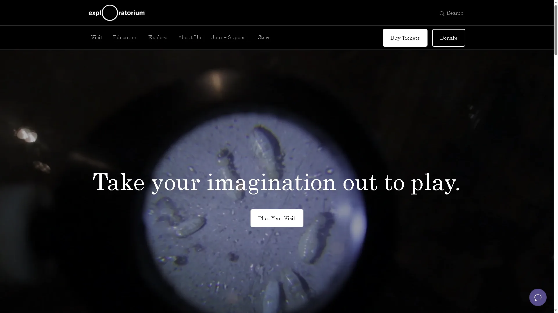 Trang chủ của website Exploratorium, một bảo tàng khoa học và công nghệ đã hiện đại hóa giao diện trực tuyến