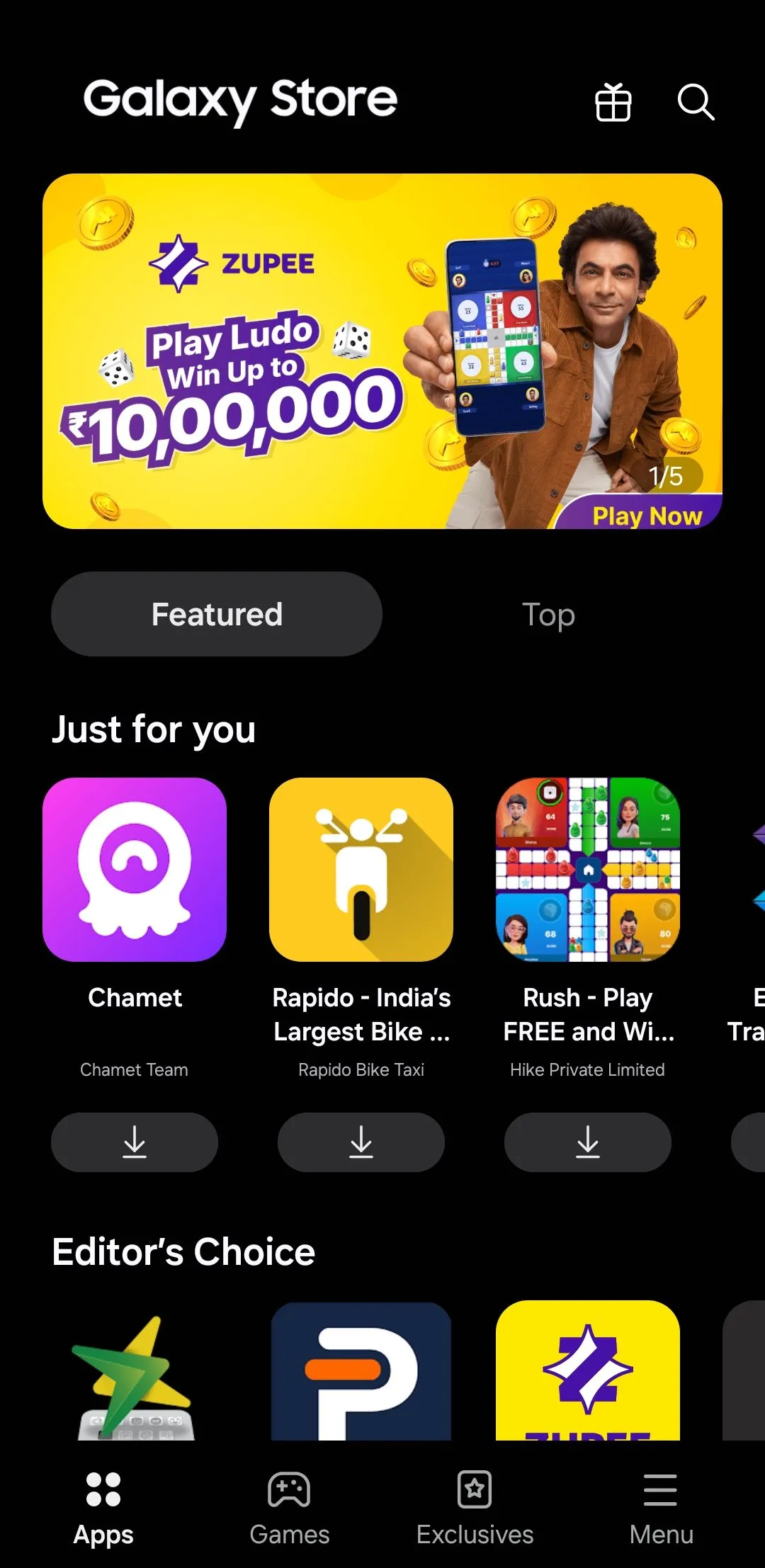 Trang chủ Galaxy Store trên điện thoại Samsung