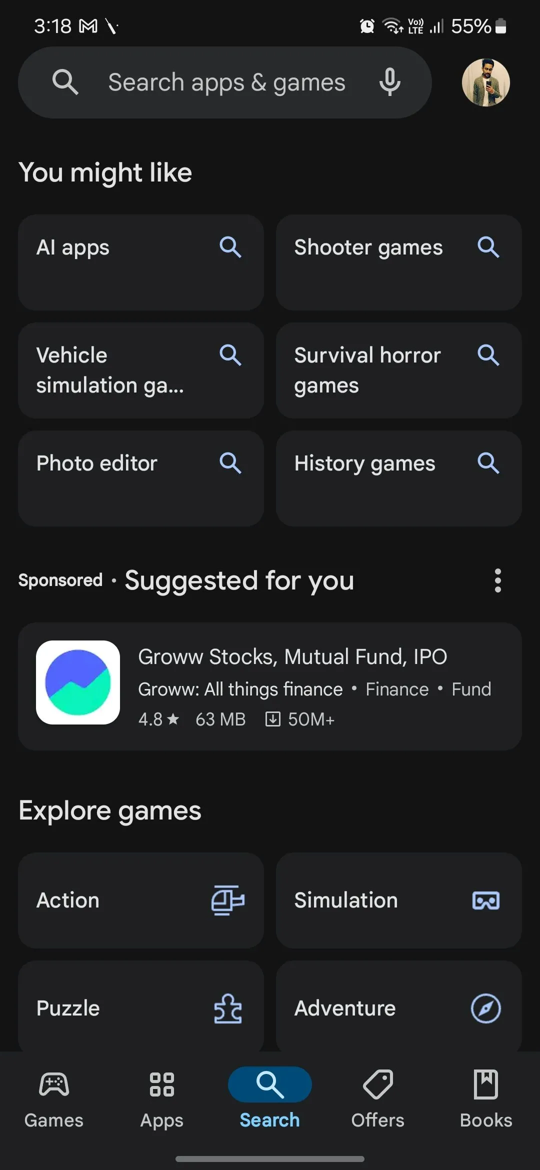 Trang chủ Google Play Store trên Android