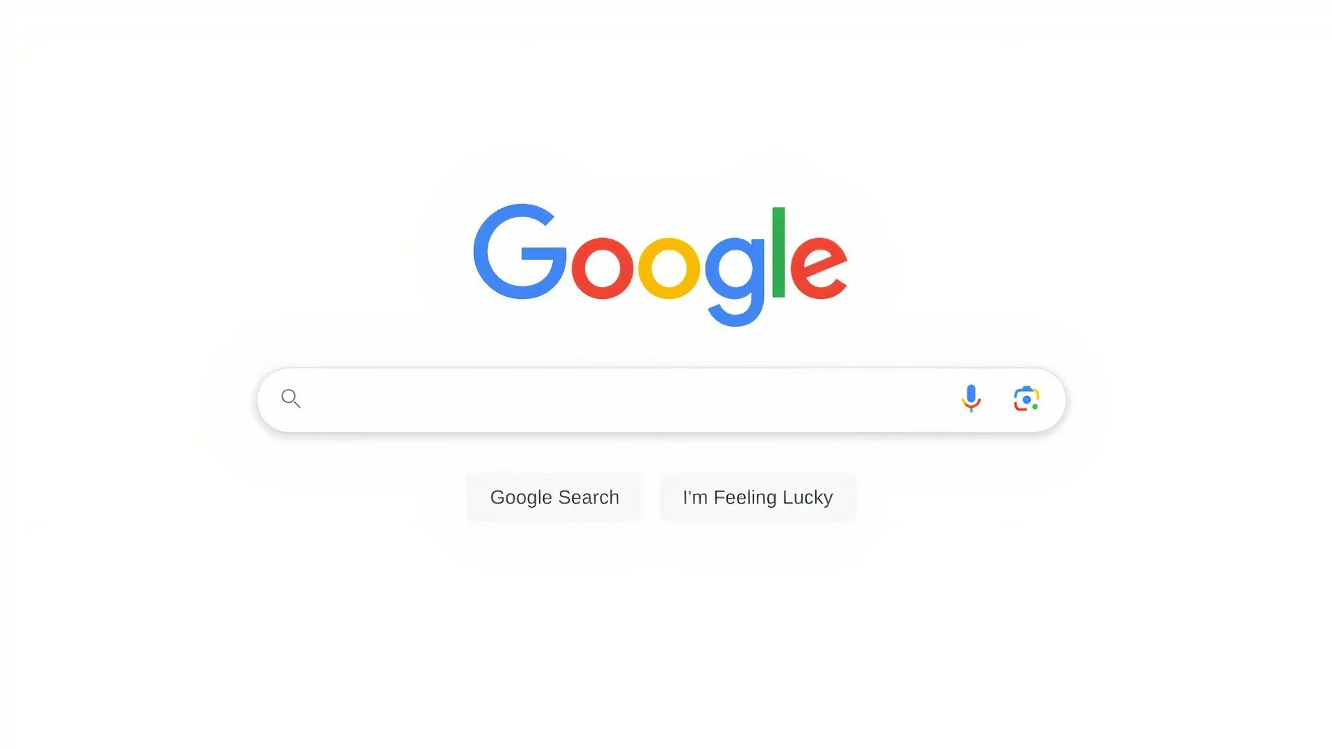 Trang chủ Google Search với giao diện tối giản, chỉ có thanh tìm kiếm và nút bấm, minh họa sự dễ sử dụng của công cụ này