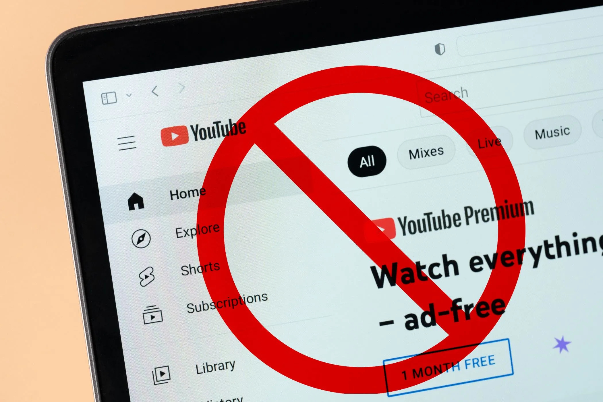 Trang đăng ký YouTube Premium trên laptop hiển thị lỗi thanh toán khi sử dụng VPN