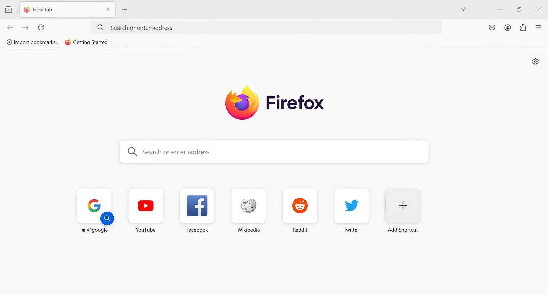Trang khởi động mặc định của trình duyệt Firefox, nhấn mạnh khả năng tùy chỉnh.