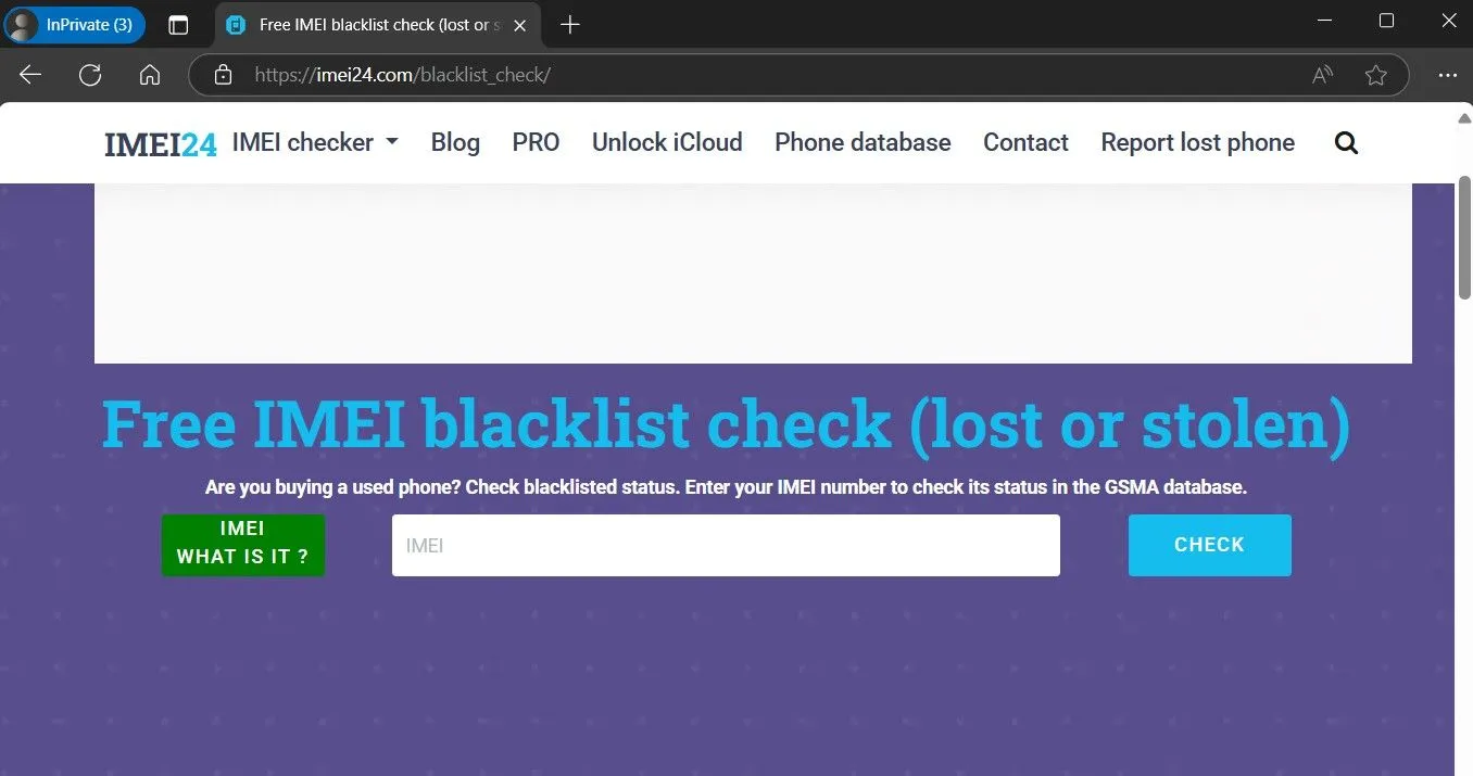 Trang web kiểm tra số IMEI miễn phí để xem tình trạng blacklist hoặc báo mất của điện thoại