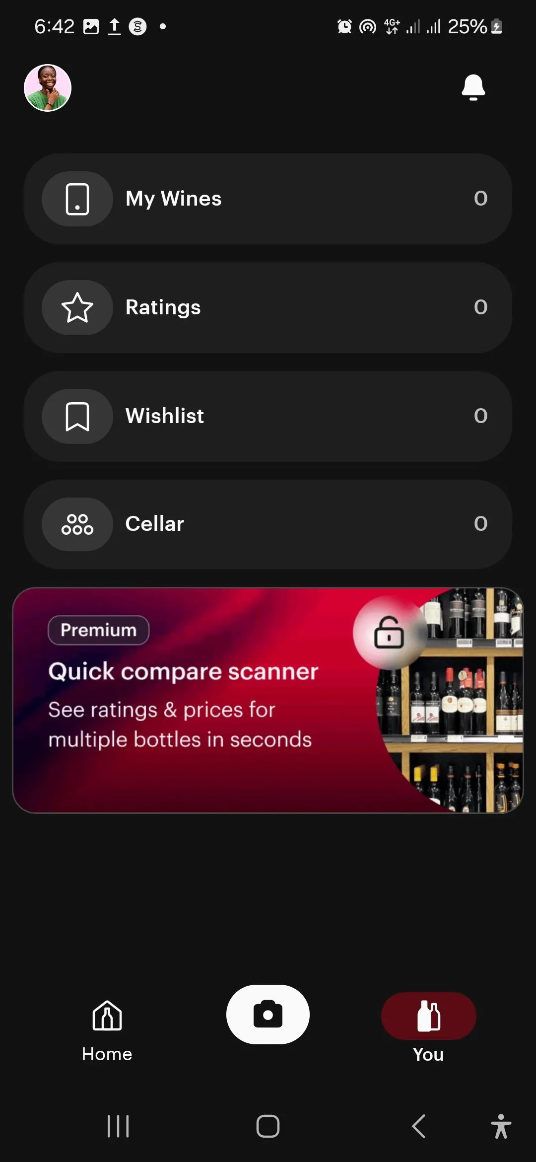 Trang &quot;You&quot; trên ứng dụng Vivino hiển thị thông tin cá nhân của người dùng