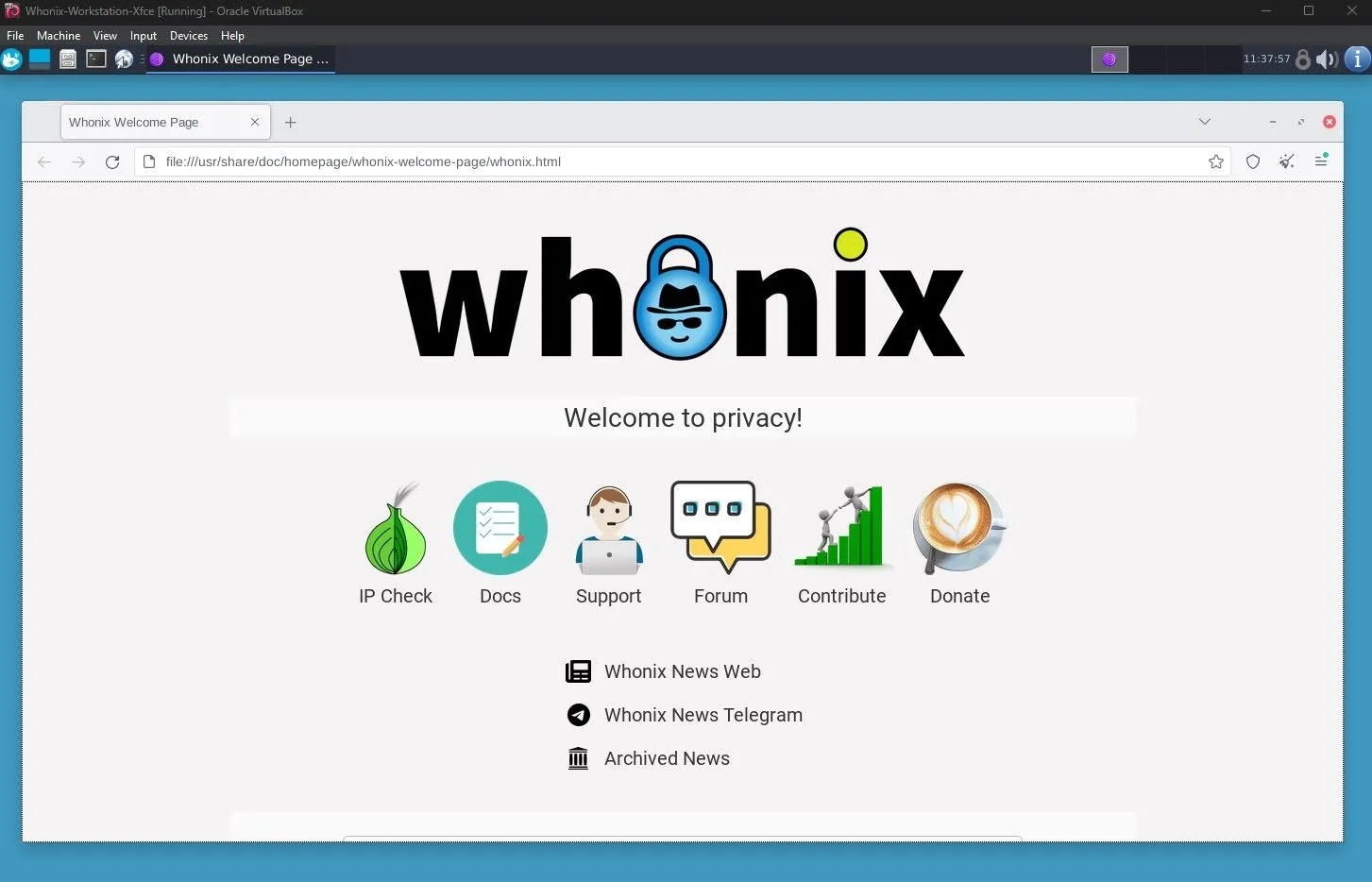Trình duyệt web mặc định của Whonix, tập trung vào ẩn danh