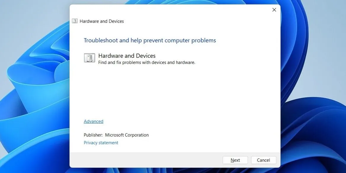 Trình khắc phục sự cố Phần cứng và Thiết bị trên Windows