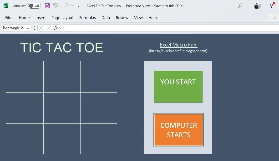 Trò chơi Cờ Caro (Tic-Tac-Toe) được tạo và chơi trên giao diện Microsoft Excel