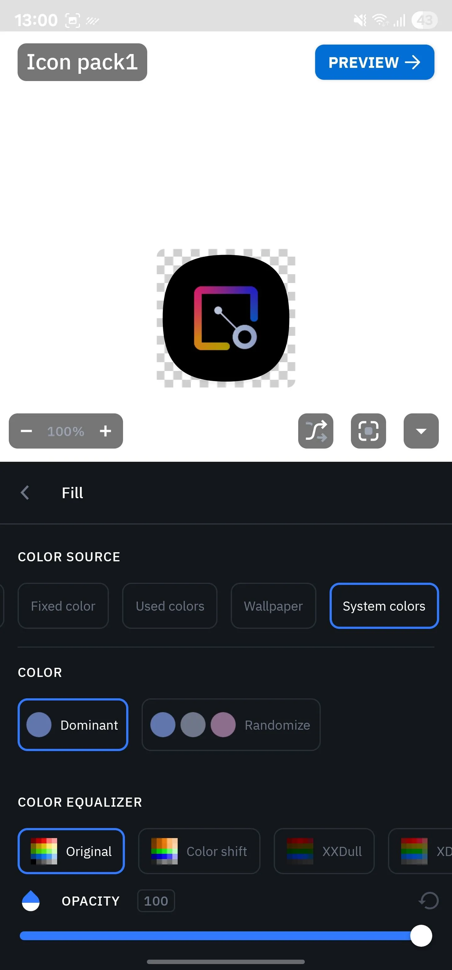 Tùy chỉnh màu sắc biểu tượng ứng dụng trong Icon Pack Studio, tính năng nâng cao của Smart Launcher.
