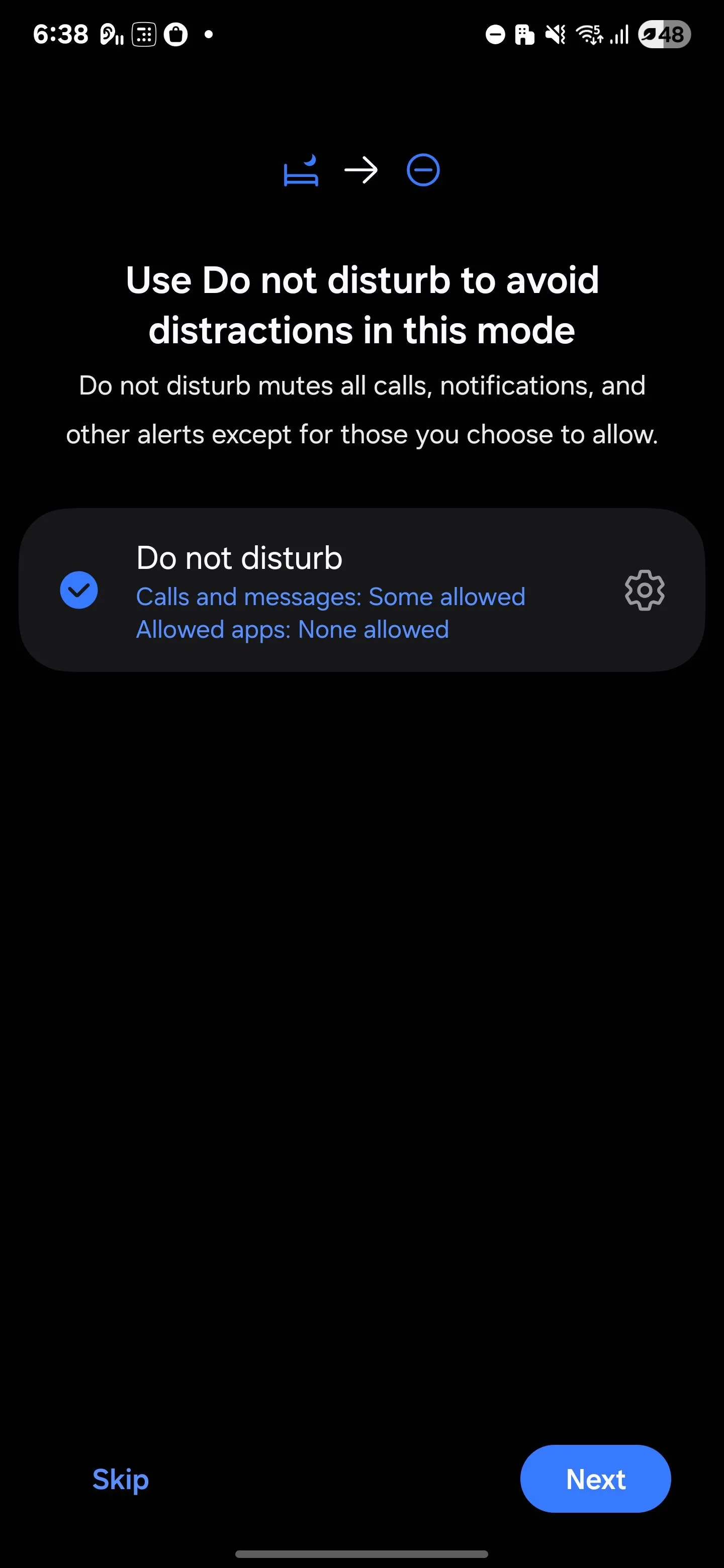 Tùy chọn bật chế độ Không làm phiền (Do not disturb) trong cài đặt Chế độ giờ đi ngủ.