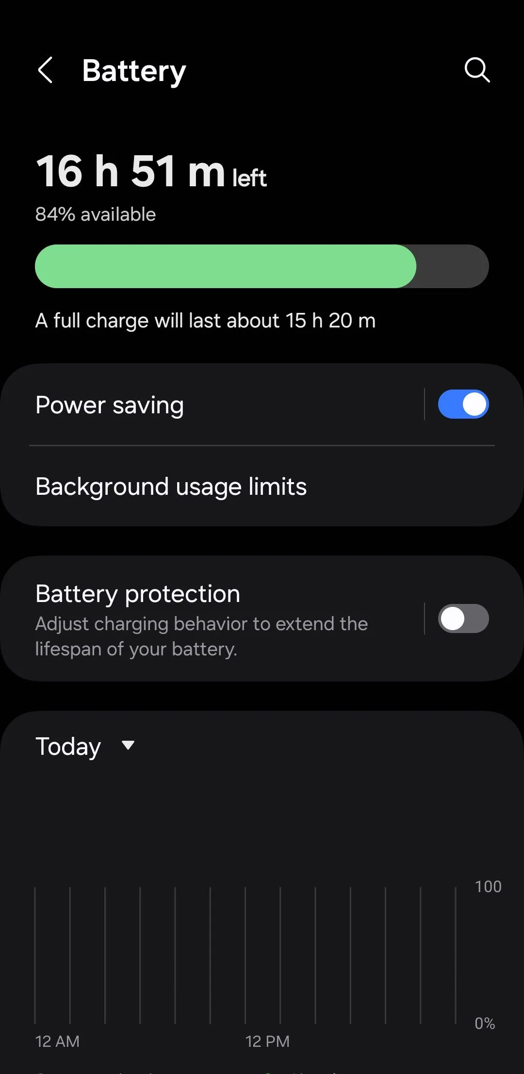 Tùy chọn chế độ tiết kiệm pin trong cài đặt pin Android