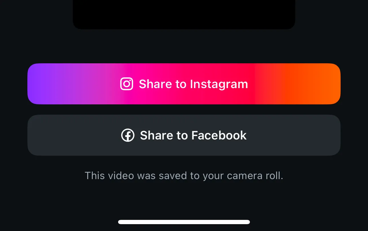 Tùy chọn chia sẻ trực tiếp video đã chỉnh sửa từ Edits app lên Instagram và Facebook sau khi xuất file.