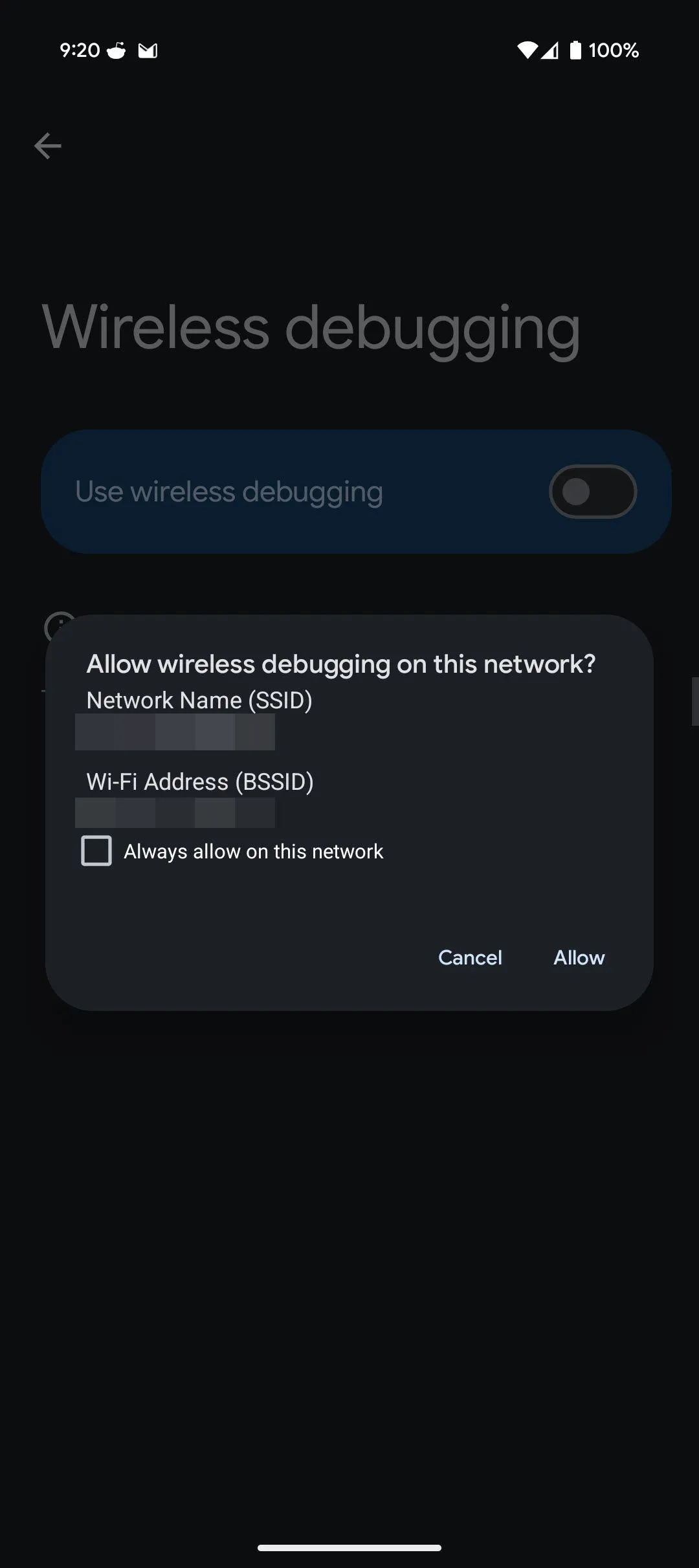 Tùy chọn gỡ lỗi không dây trong cài đặt nhà phát triển của Android, phục vụ cho việc cài đặt Shizuku.