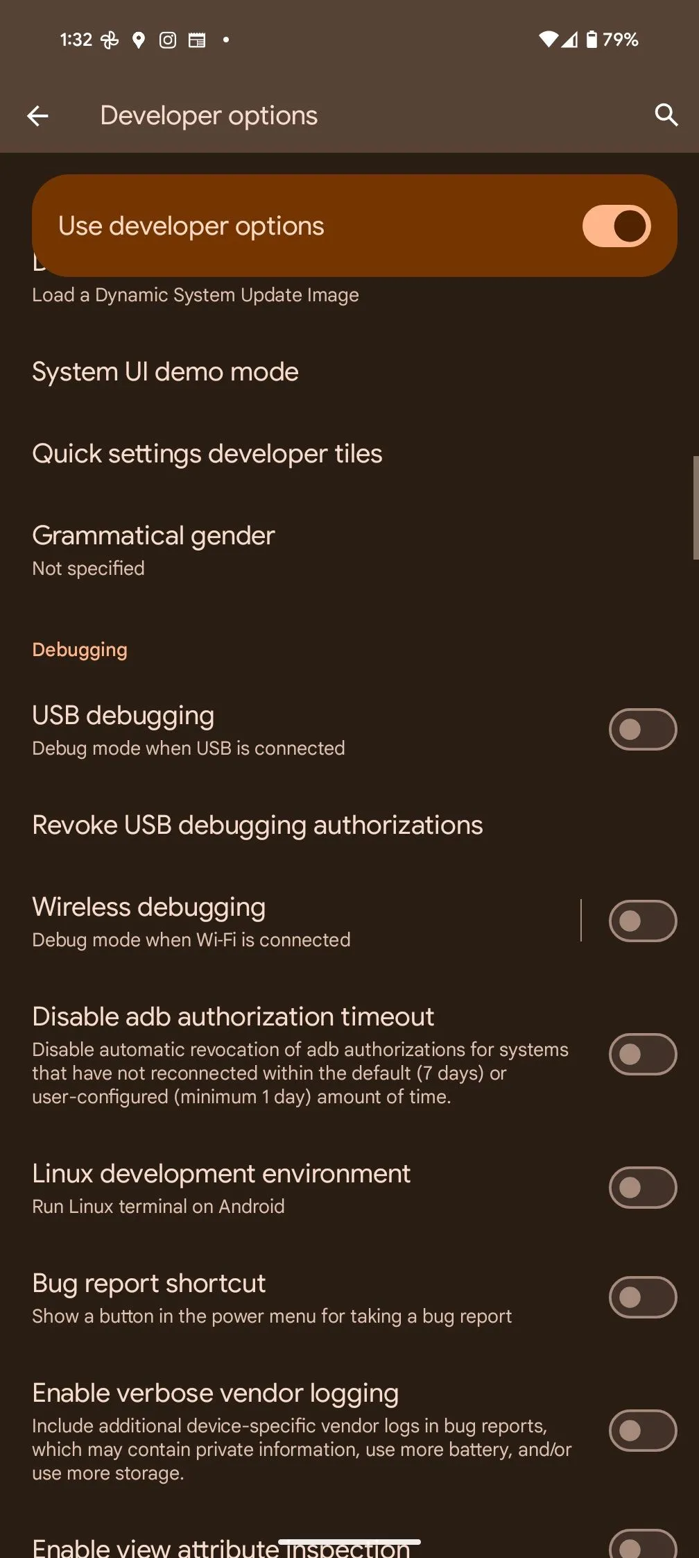 Tùy chọn &quot;Gỡ lỗi USB&quot; (USB debugging) trong Developer Options của Android