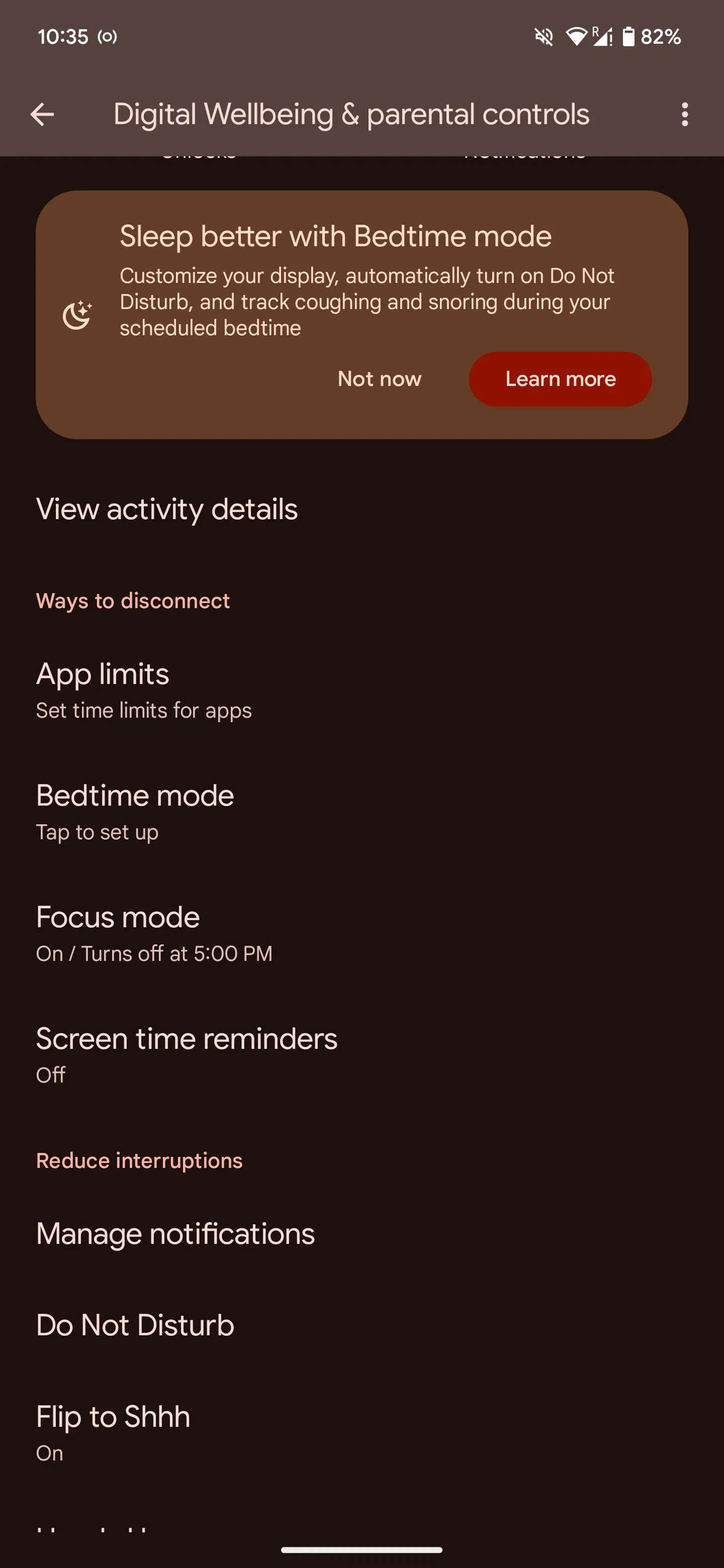 Tùy chọn kích hoạt chế độ Giờ đi ngủ (Bedtime Mode) trên điện thoại Android