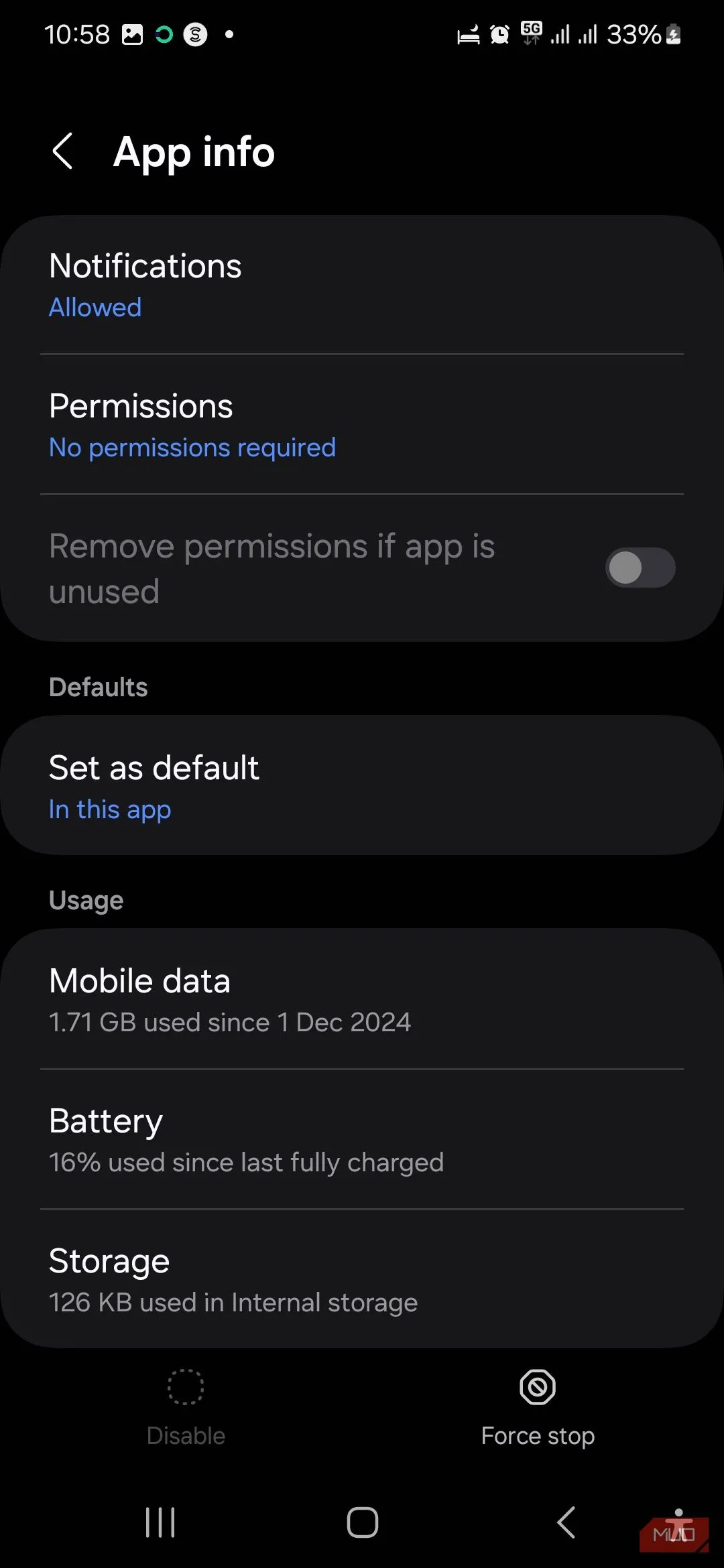 Tùy chọn 'Lưu trữ' (Storage) của USBSettings để xóa bộ nhớ đệm