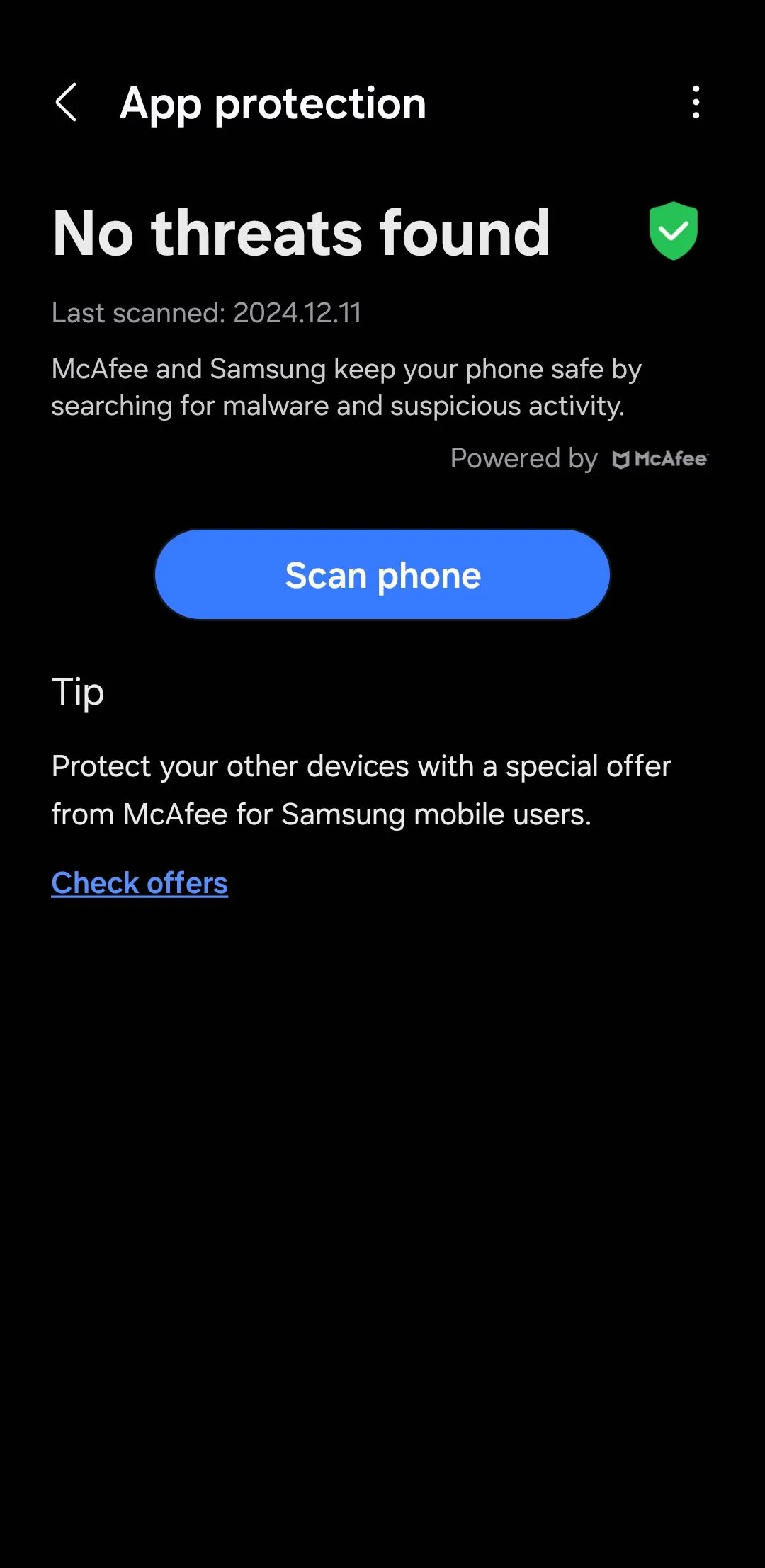 Tùy chọn quét điện thoại trên Android