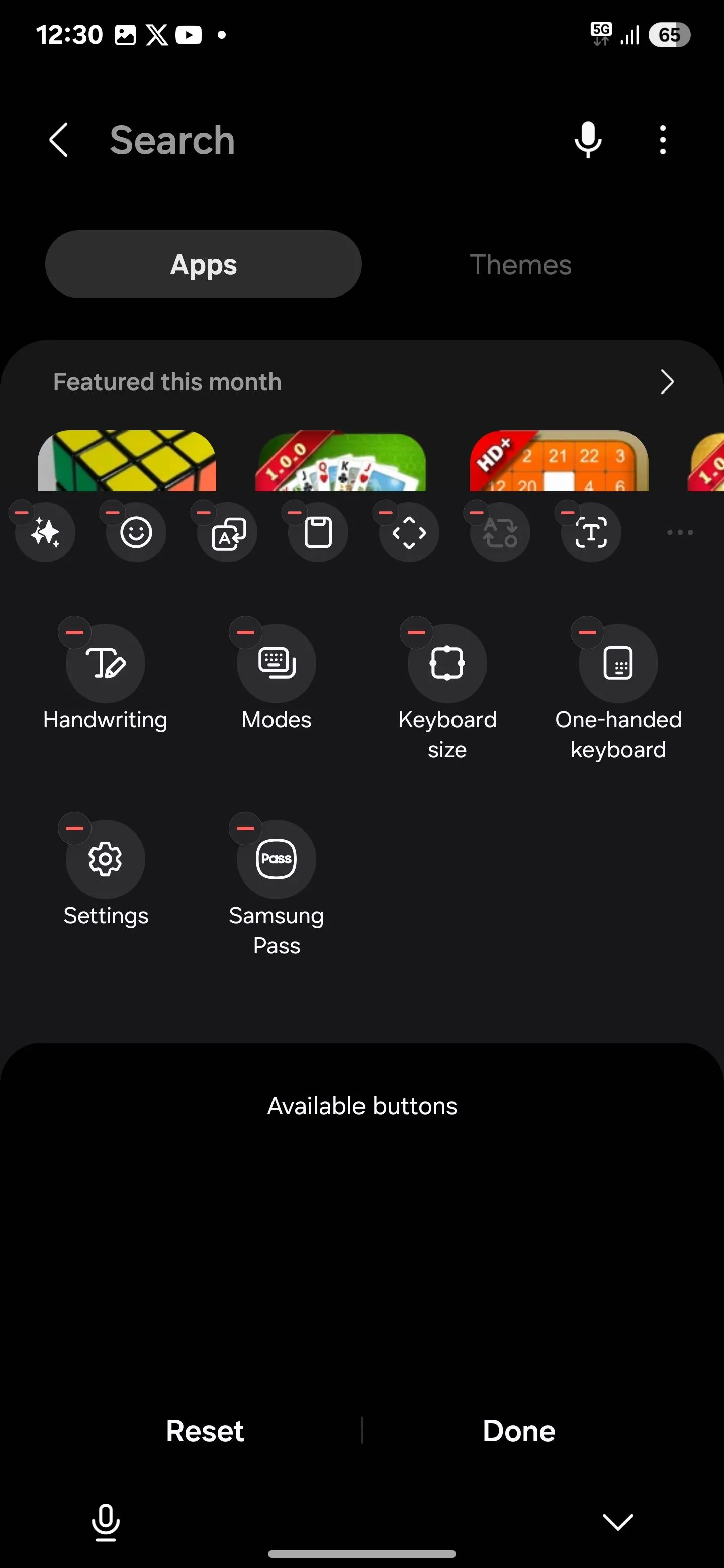 Tùy chọn Samsung Pass hiển thị trên thanh tác vụ của Bàn phím Samsung, giúp truy cập nhanh thông tin bảo mật.