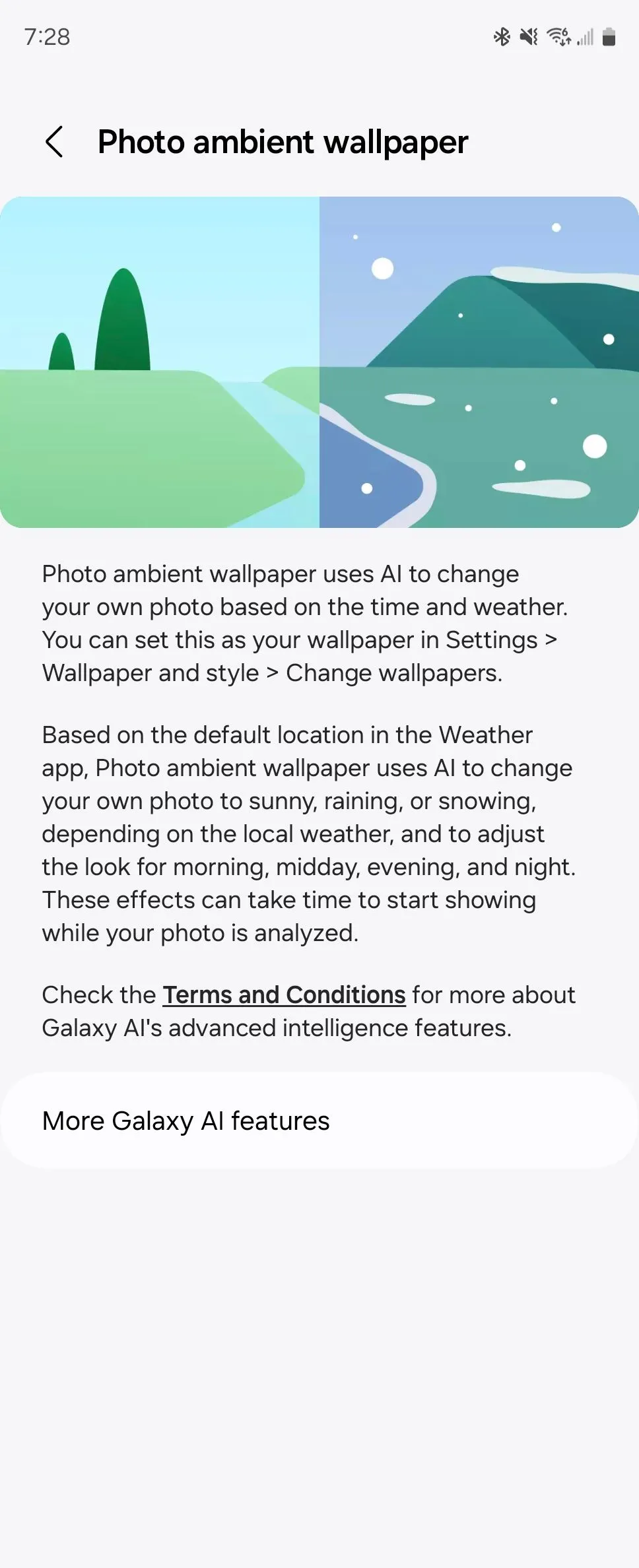 Tùy chọn tạo hình nền môi trường xung quanh (Photo ambient wallpaper) trong Galaxy AI.