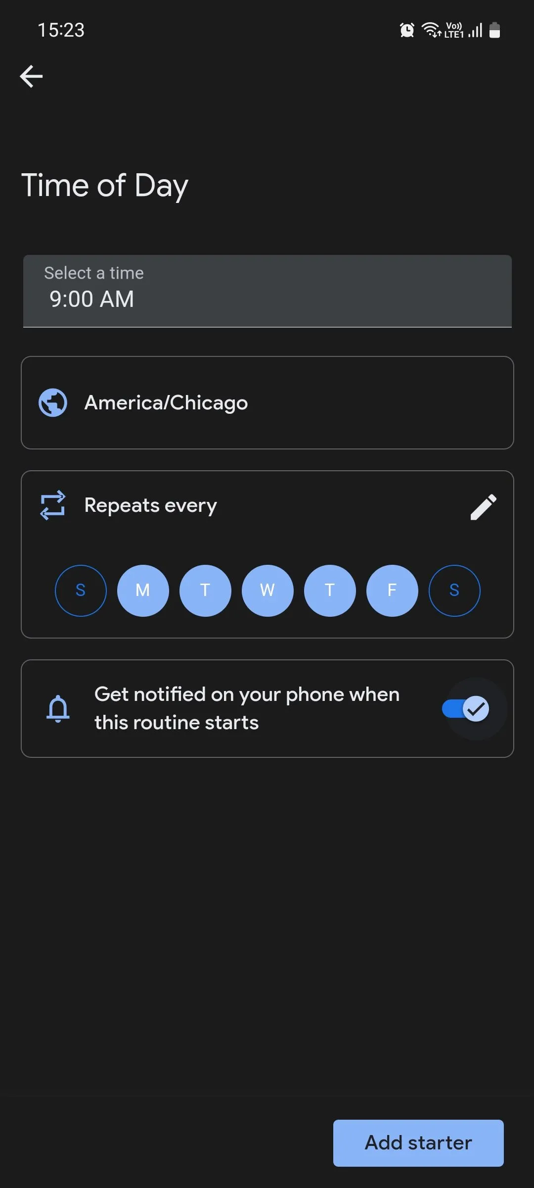 Tùy chọn thiết lập quy trình tự động theo thời gian của Google Assistant