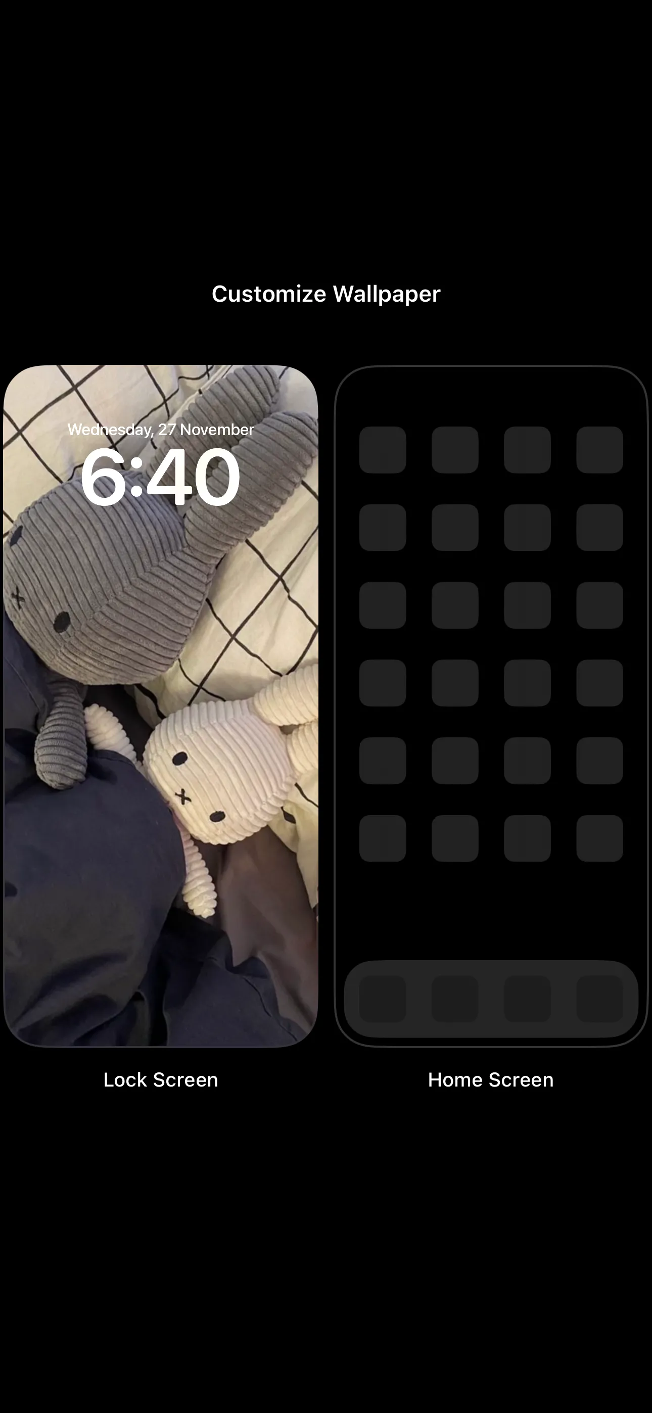 Tùy chọn &quot;Tùy chỉnh&quot; hình nền Màn hình khóa và Màn hình chính iPhone