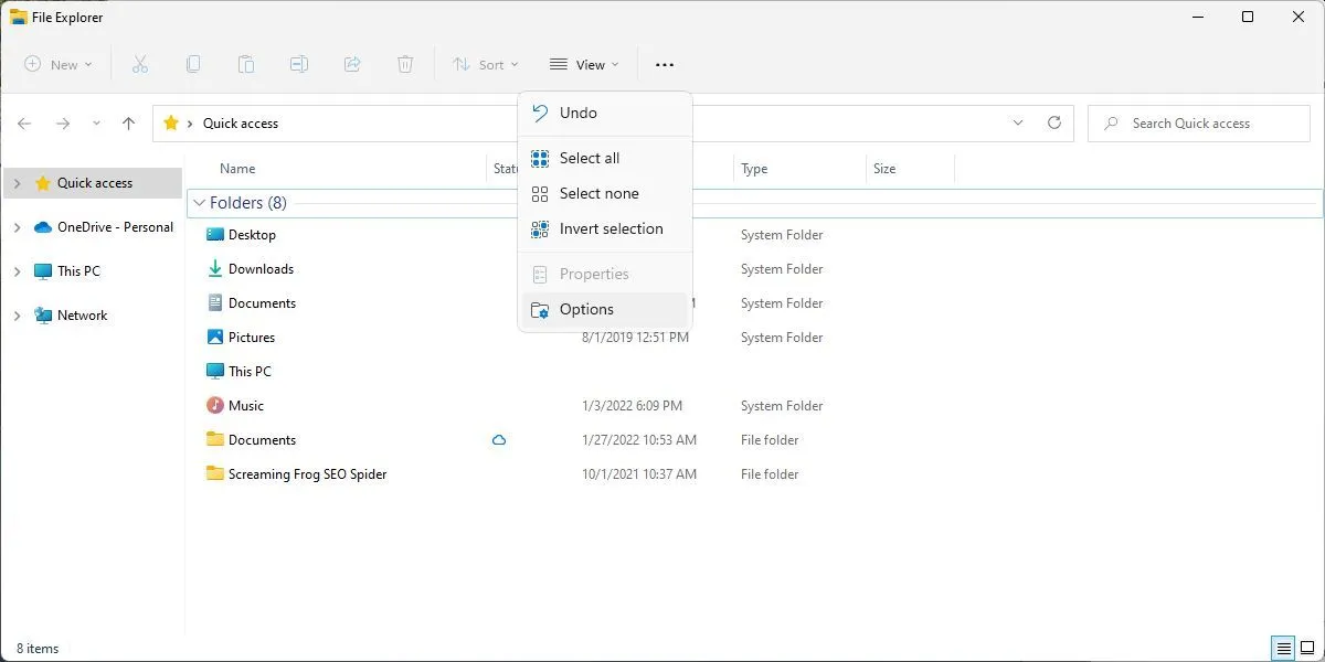 Tùy chọn Xem thêm trong File Explorer trên Windows 11