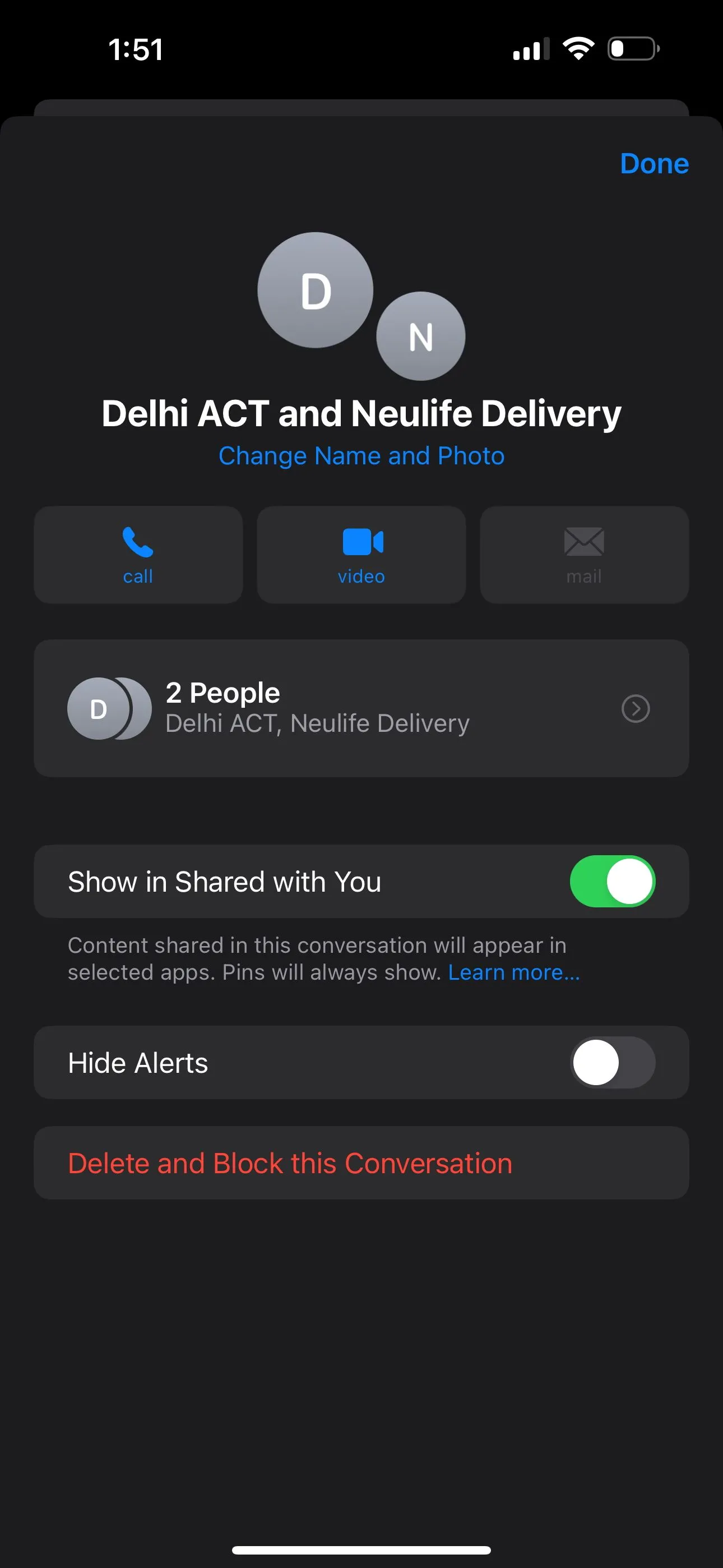 Tùy chọn Xóa và Chặn cuộc hội thoại nhóm SMS/MMS trên iPhone