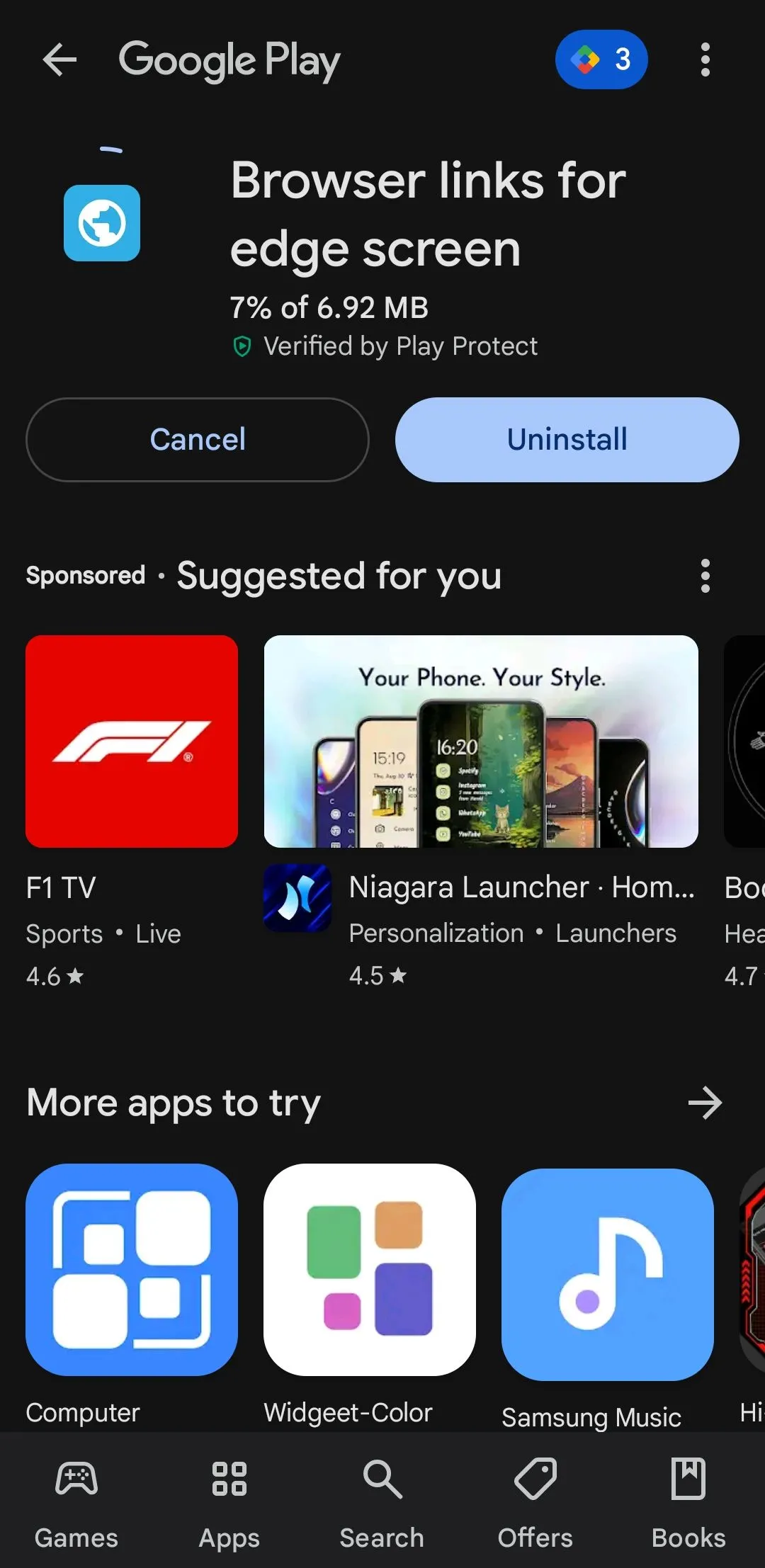 Ứng dụng &quot;Browser links for Edge screen&quot; trên Google Play Store giúp thêm lối tắt website vào Edge panel