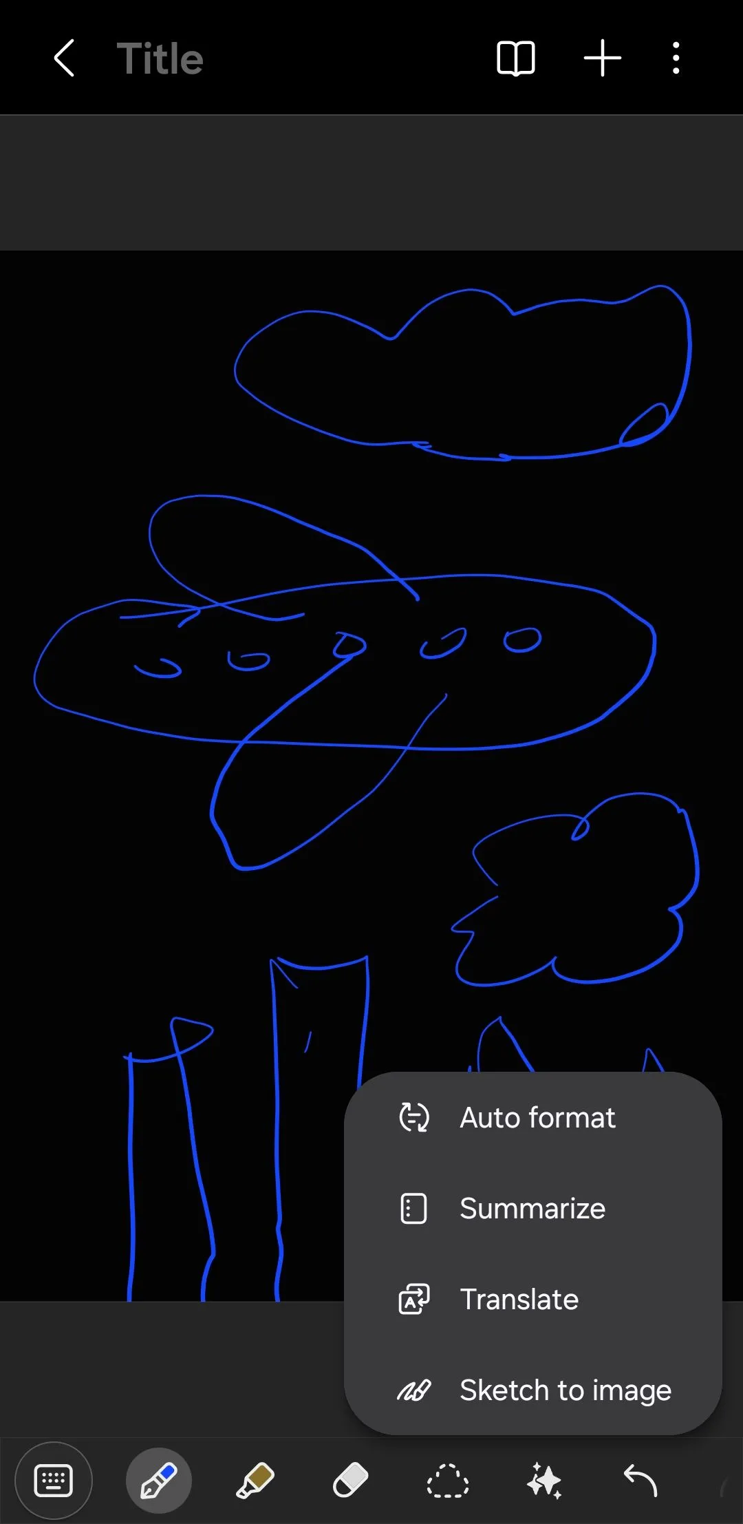 Ứng dụng Samsung Notes hiển thị tùy chọn Phác thảo thành hình ảnh, biến nét vẽ thành tác phẩm nghệ thuật