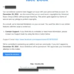 Ví dụ về email giả mạo Facebook thông báo vi phạm bản quyền.