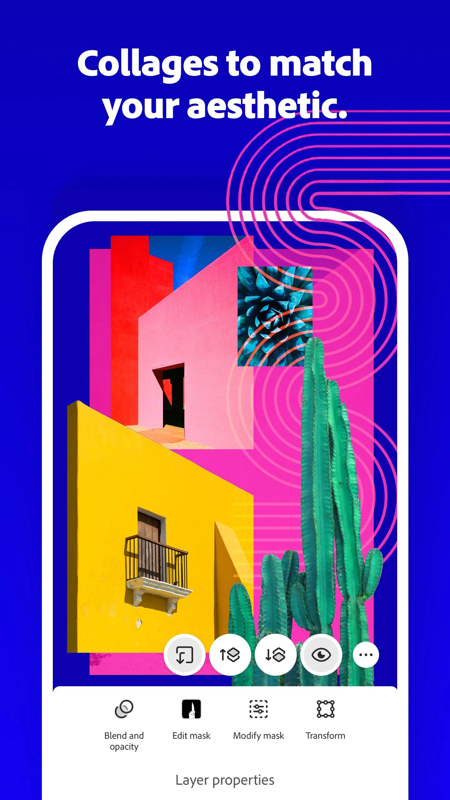 Ví dụ về tính năng tạo ảnh cắt ghép (collage) chuyên nghiệp trên ứng dụng Photoshop Mobile