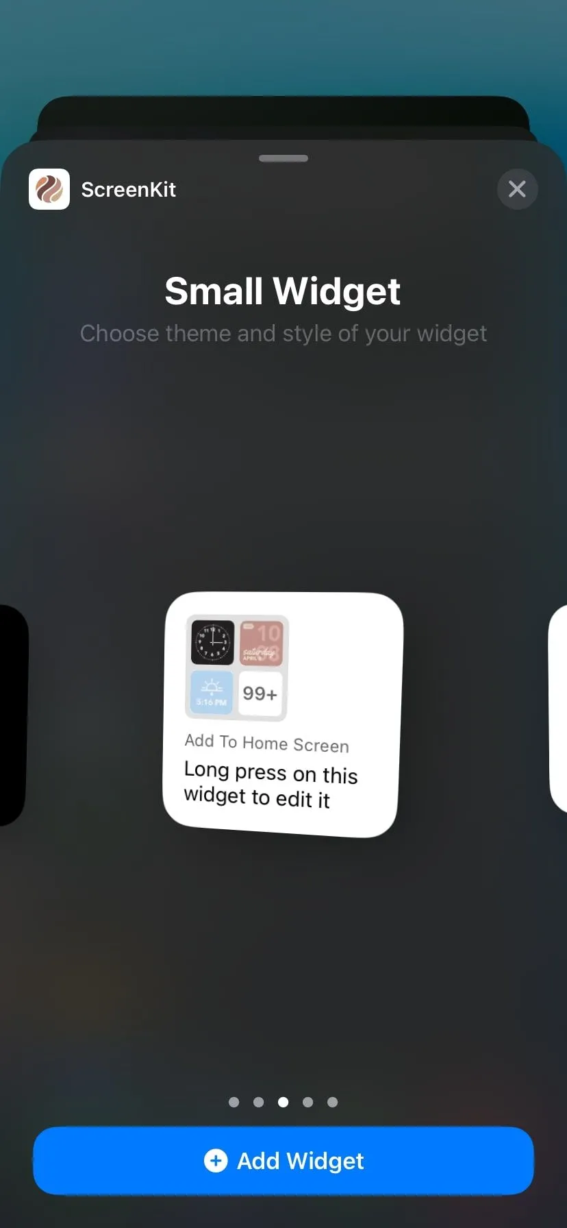 Widget của ScreenKit với phong cách thẩm mỹ trên màn hình iPhone