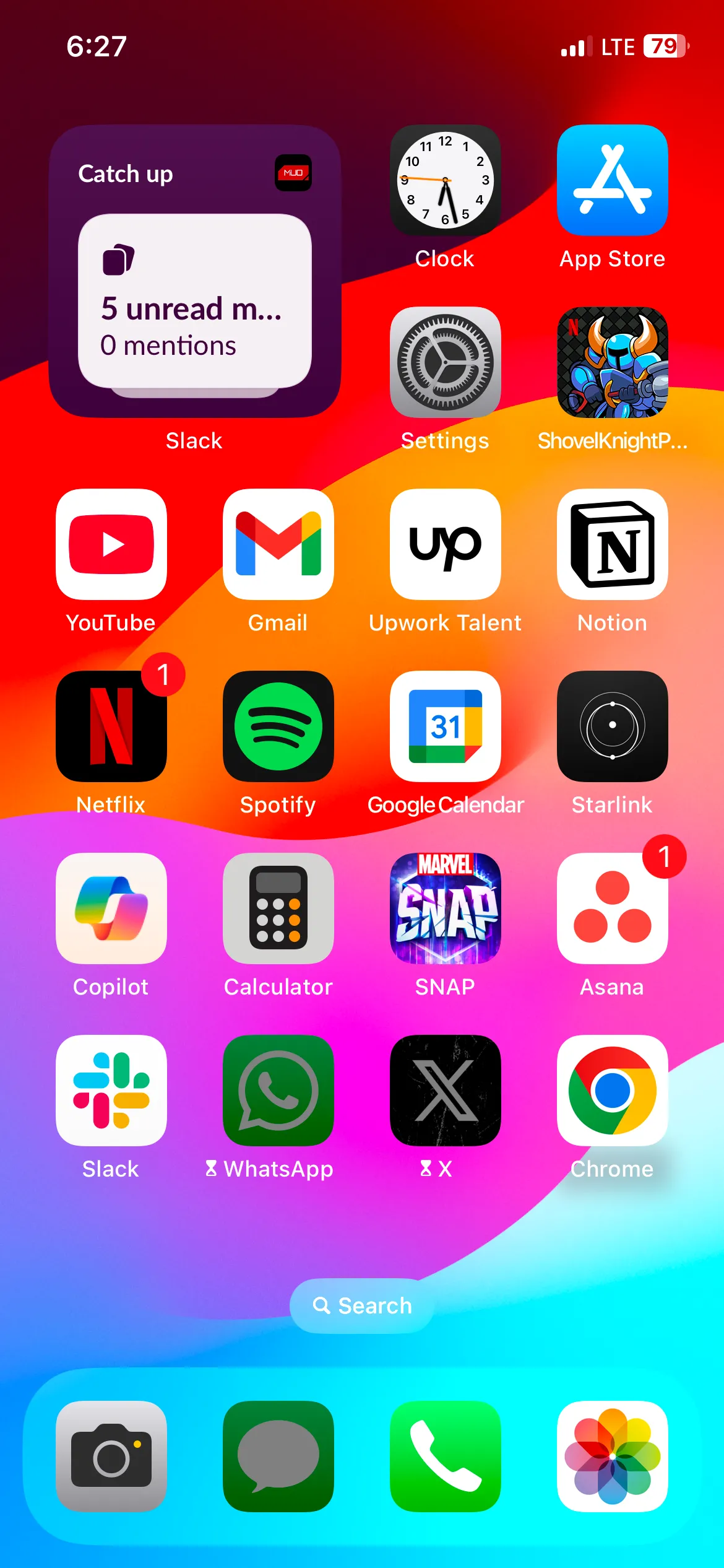 Widget Slack hiển thị số lượng tin nhắn chưa đọc và thông báo đề cập từ không gian làm việc