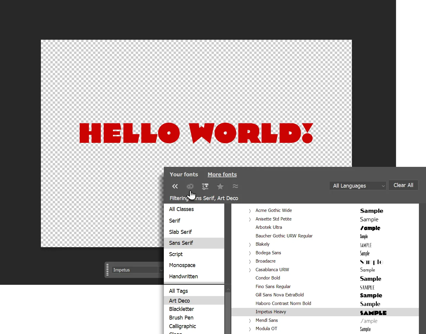 Xem trước font chữ thời gian thực trong trình duyệt font của Photoshop