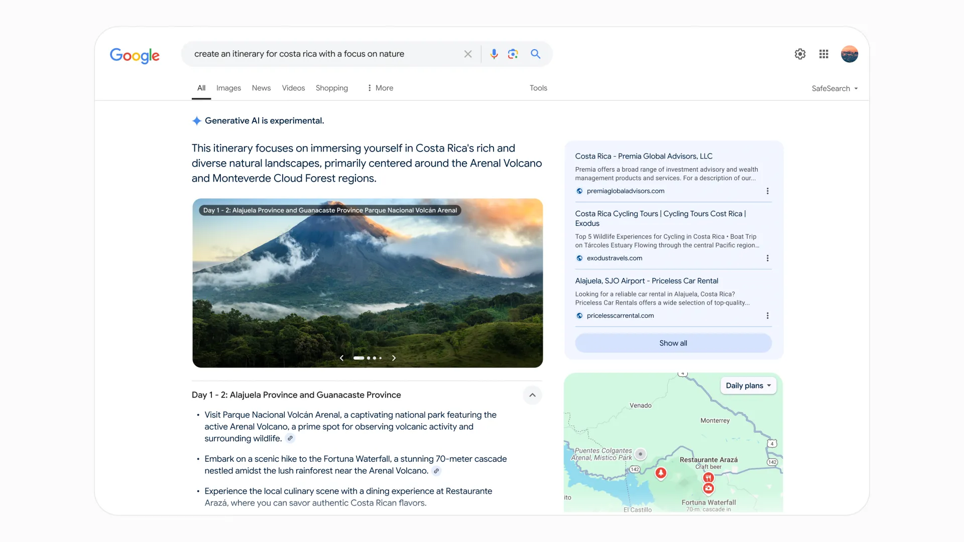 Ý tưởng chuyến đi với AI Overviews